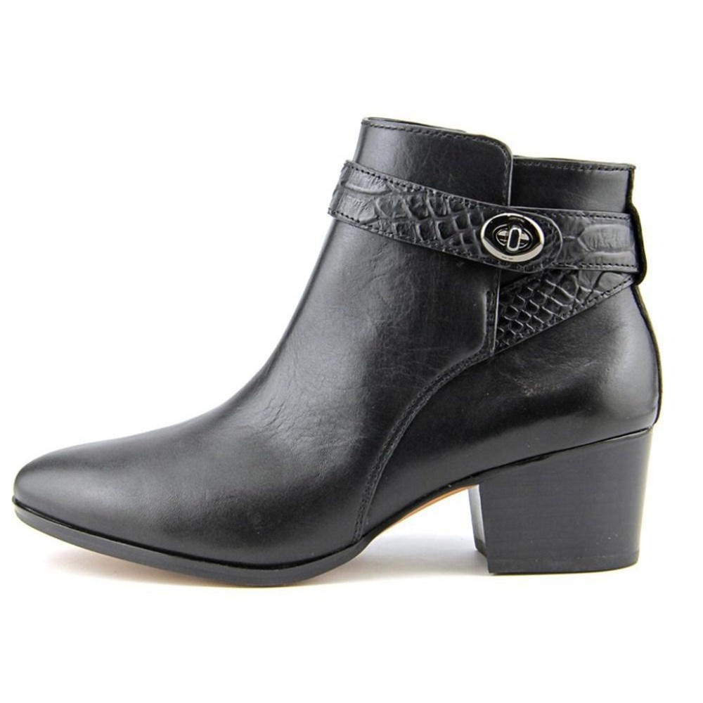 Coach Patricia Leather Almond Toe Ankle Boots